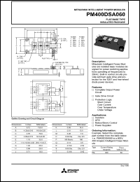 PM400DSA060 datasheet: 400 Amp intelligent power module for flat-base type insulated package PM400DSA060