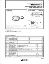 FD1500AU-240 datasheet: Thyristor for high voltage, high power, general use, dynamic gate, press pack type FD1500AU-240