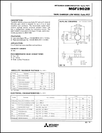 MGF1902B datasheet: Tape carrier low noise GaAs fet MGF1902B