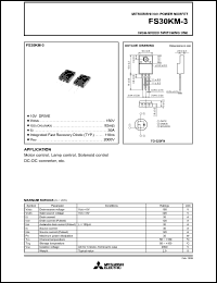 FS30KM-3 datasheet: 30A power mosfet for high-speed switching use FS30KM-3