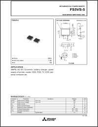 FS5VS-5 datasheet: 5A power mosfet for high-speed switching use FS5VS-5