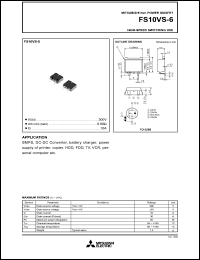FS10VS-6 datasheet: 10A power mosfet for high-speed switching use FS10VS-6
