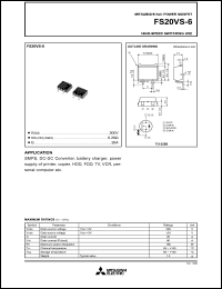 FS20VS-6 datasheet: 20A power mosfet for high-speed switching use FS20VS-6