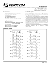 PI74LCX16245A datasheet: Fast CMOS 3.3V 16-bit bidirectional transceiver PI74LCX16245A