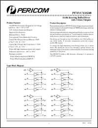 PI74VCX16240V datasheet: 16-bit inverting buffer/driver with 3-state outputs PI74VCX16240V