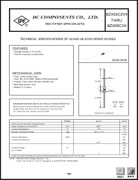 BZX55C2V4 datasheet: 1V glass silicon zener diode BZX55C2V4