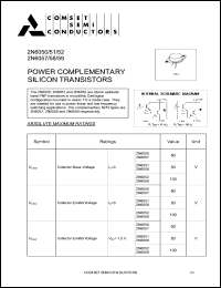 2N6050 datasheet: 60V power complementary  silicon transistor 2N6050