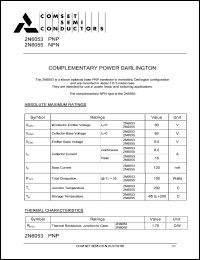 2N6053 datasheet: 60V complementary  power darlington 2N6053