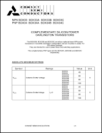 BDX34C datasheet: 100V complementary silicon power darlington transistor BDX34C