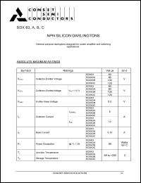 BDX63B datasheet: 100V NPN silicon  darlington BDX63B