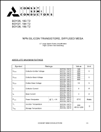 183T2 datasheet: 180V NPN silicon transistot, diffused mesa 183T2