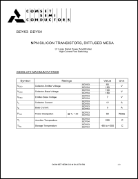 BDY53 datasheet: 60V NPN silicon transistot, diffused mesa BDY53