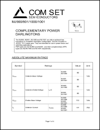 MJ900 datasheet: 60V complementary power darlington MJ900