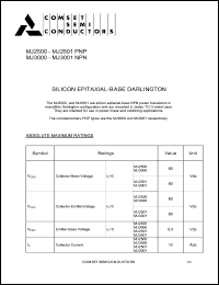 MJ3001 datasheet: 80V silicon epitaxial-base darlington MJ3001