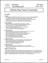 MTL003 datasheet: SXGA flat panel controller MTL003