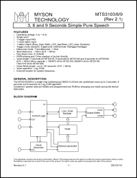 MTS3109 datasheet: 3,6 and 9 seconds simple pure speech MTS3109