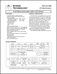 MTU419B datasheet: 4-bit micro-controller with LCD driver MTU419B