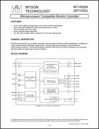 MTV003N datasheet: Microprocessor compatible monitor controller MTV003N