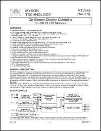 MTV048N datasheet: On-screen-display controller for CRT/LCD monitor MTV048N