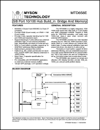 MTD658E datasheet: 5/8 port 10/100 hub build_in bridge and memory MTD658E