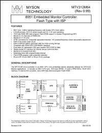 MTV312MN64 datasheet: 8051 embedded monitor controller flash type with ISP MTV312MN64