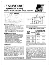 TNY253G datasheet: Energy efficient, low power off-line switcher TNY253G