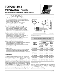 TOP203YAI datasheet: Three-terminal off-line PWM switch TOP203YAI