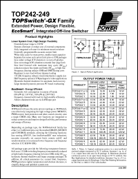 TOP242G datasheet: 0,72A Extended power, design elexible, integrated off-line switcher TOP242G