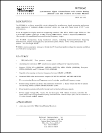 WT8046N28P5 datasheet: Synchronous signal discriminator and power saving detector and test pattern for green monitor WT8046N28P5