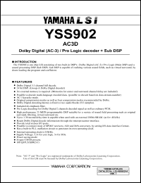 YSS902-E datasheet: Dolby digital/Pro logic decoder + sub DSP YSS902-E