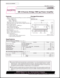LA4440 datasheet: 6W 2-channel, bridge 19W power amplifier LA4440