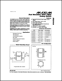 DG200AAA datasheet: Dual monolithic SPST CMOS analog swith DG200AAA