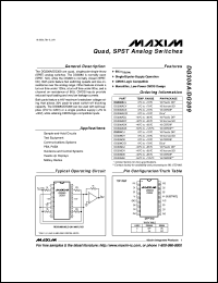 DG308ACK datasheet: Quad, SPST, NO analog switch DG308ACK