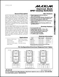 DG411CJ datasheet: Improved, quad, SPST analog switches DG411CJ