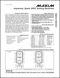 DG442C/D datasheet: Improved, quad, SPST analog switch DG442C/D