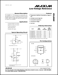 ICL8069CCSA datasheet: Low-voltage reference, 50 ppm/C - max temp. coefficient. ICL8069CCSA