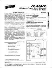 MAX113CAG datasheet: 3 V, 400 ksps, 4-channel, 8-bit ADC MAX113CAG