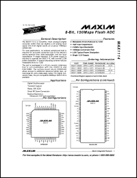 MAX114ENG datasheet: 5 V, 1Msps, 4-channel, 8-bit ADC MAX114ENG