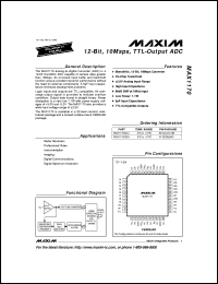 MAX120CNG datasheet: 500ksps, 12-bit ADCs with track/hold and reference, INL (LSBs) +1 MAX120CNG