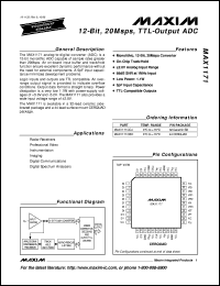 MAX1200AEMH datasheet: +5V single-supply, 1Msps, 16-bit self-calibrating ADC MAX1200AEMH