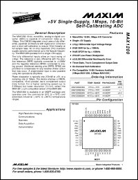 MAX1204ACAP datasheet: +5V, 8-channel, serial, 10-bit ADC with 3V digital interface, INL (LSB) +1/2 MAX1204ACAP