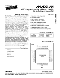 MAX1240CCPA datasheet: +2.7V, low-power, 12-bit serial ADCs in 8-pin SO. INL (LSB) +1 MAX1240CCPA