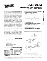 MAX1294ACEI datasheet: 420ksps, +5V, 6-channel single-ended/3channel pseudo-differential, 12-bit ADC with +2.5V reference and parallel interface INL(LSB) +0.5, -0.5 MAX1294ACEI