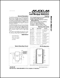 MAX138CPL datasheet: 3 1/2 digit A/D converter with bandgap reference and charge-pump voltage converter MAX138CPL