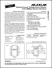 MAX1619MEE datasheet: Remote/local temperature sensor with dual-alarm 0utputs and SMBus serial interface MAX1619MEE