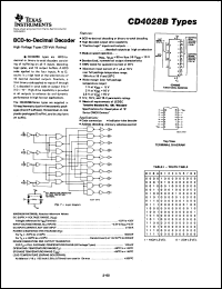 CD4028BNSR datasheet:  CMOS BCD-TO-DECIMAL DECODER CD4028BNSR