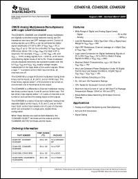 CD4051BNSR datasheet:  CMOS SINGLE 8-CHANNEL ANALOG MULTIPLEXER/DEMULTIPLEXER CD4051BNSR