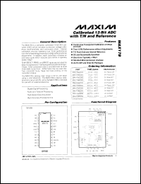 MAX182BMJI datasheet: Calibrated 4-channel 12-bit ADC with T/H and reference. MAX182BMJI