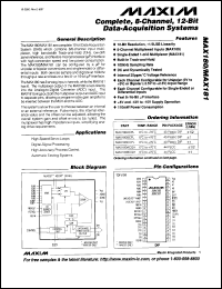 MAX186CCCP datasheet: Low-power, 8-channel, serial 12-bit ADC. MAX186CCCP