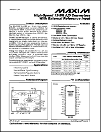MAX190BCNG datasheet: Low-power, 12-bit sampling ADC with internal reference and power-down. Error(LSB) +-1. MAX190BCNG